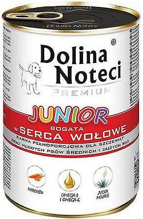 Dolina Noteci Junior Bogata w Serca Wołowe 400 g – mokra karma dla szczeniąt