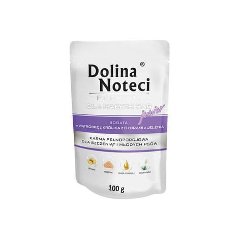 Dolina Noteci Junior Wątróbka z Królika z Ozorami z Jelenia 100 g – mokra karma dla szczeniąt