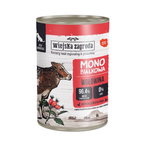 Wiejska Zagroda Mono Wołowina 400 g – mokra karma dla psa