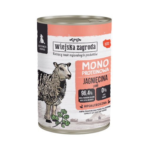 Wiejska Zagroda Mono Jagnięcina 400 g – mokra karma dla szczeniąt