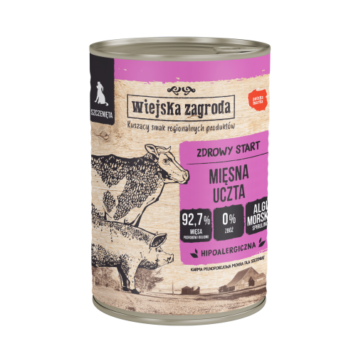Wiejska Zagroda Mięsna uczta 400g - mokra karma dla szczeniąt