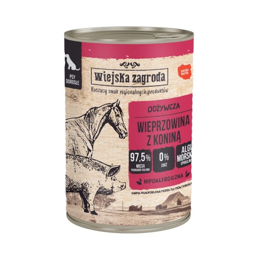 Wiejska Zagroda Wieprzowina z koniną 400g - mokra karma dla psa