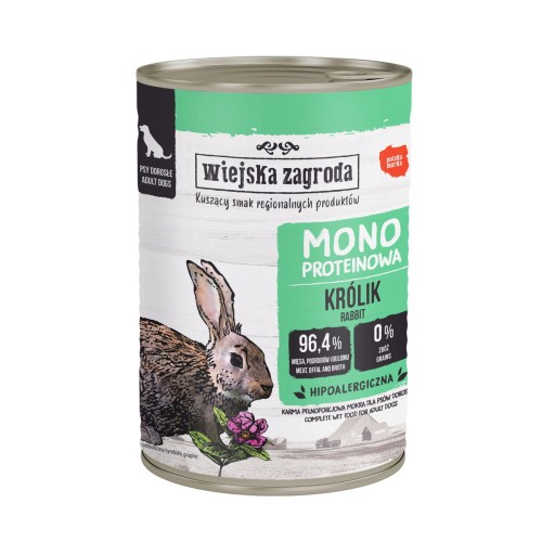 Wiejska Zagroda Mono Królik 400 g – mokra karma dla psa