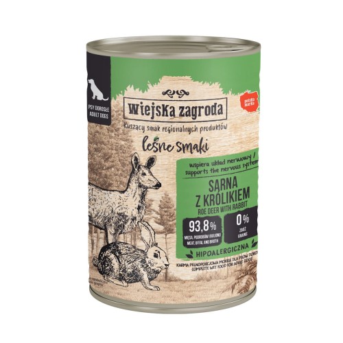 Wiejska Zagroda sarna z królikiem (leśne smaki) 400g - mokra karma dla psa