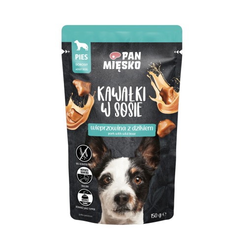 Pan Mięsko Wieprzowina z dzikiem (kawałki w sosie) 150g - mokra karma dla dorosłego psa