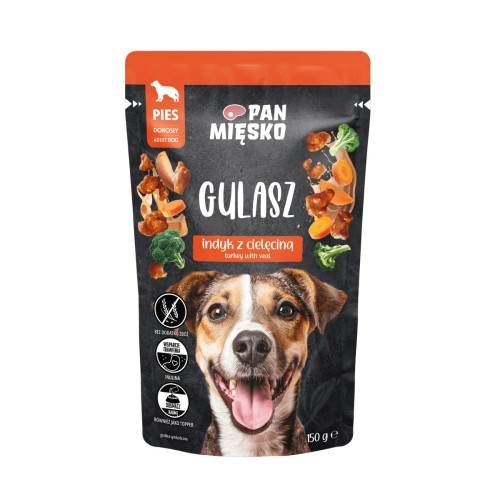 Pan Mięsko Indyk z Cielęciną (gulasz) 150g -mokra karma dla psa