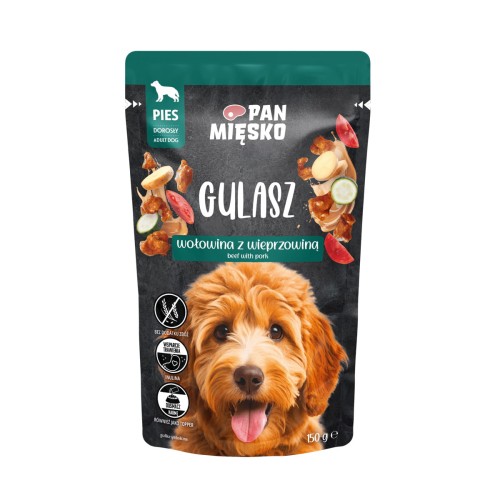 Pan Mięsko Wołowina z Wieprzowiną (gulasz) 150g -mokra karma dla psa