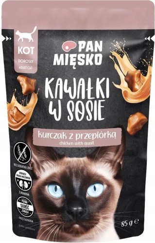 Pan Mięsko kurczak z przepiórką (kawałki w sosie) 85g- saszetka mokra karma dla kota