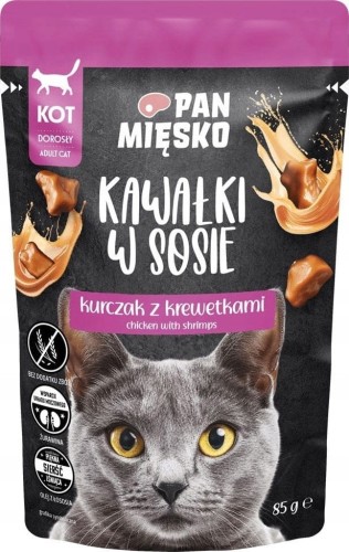 Pan Mięsko kurczak z krewetkami (kawałki w sosie) 85g- saszetka mokra karma dla kota