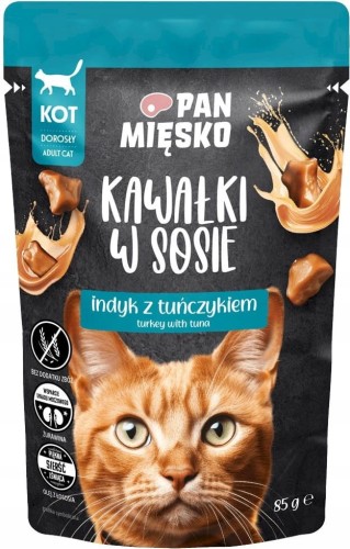 Pan Mięsko indyk z tuńczykiem (kawałki w sosie) 85g- saszetka mokra karma dla kota 