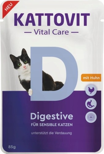 KATTOVIT Vital Care Digestive wspomaga układ trawienny 85g- saszetka mokra karma dla kotów