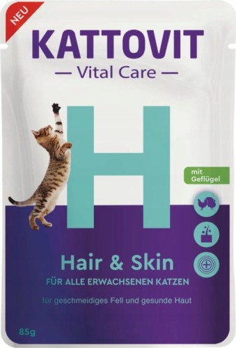 KATTOVIT Vital Care Hair&Skin zdrowa skóra i lśniąca sierść 85g- saszetka mokra karma dla kotów