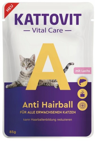 KATTOVIT Vital Care Anti Hairball z łososiem 85g- saszetka mokra karma dla kotów 