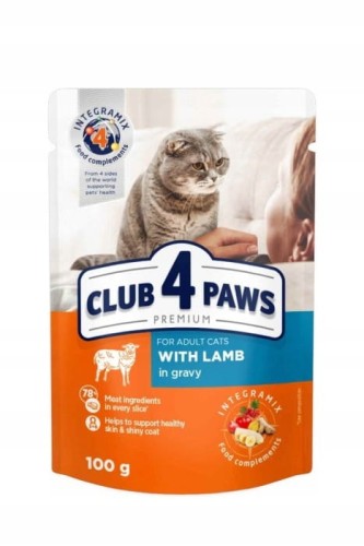 Club 4 Paws z jagnięciną w sosie 100g  - saszetka mokra karma dla kotów