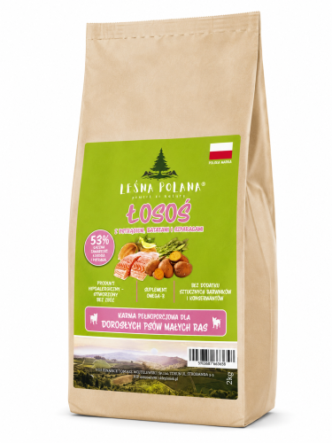Leśna Polana łosoś z pstrągiem, batatami i szparagami dla małych ras 2kg